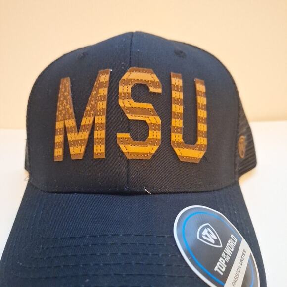 Michigan State Spartans MSU Top of the World Cannon Black Trucker Snapback Hat - Picture 2 of 8